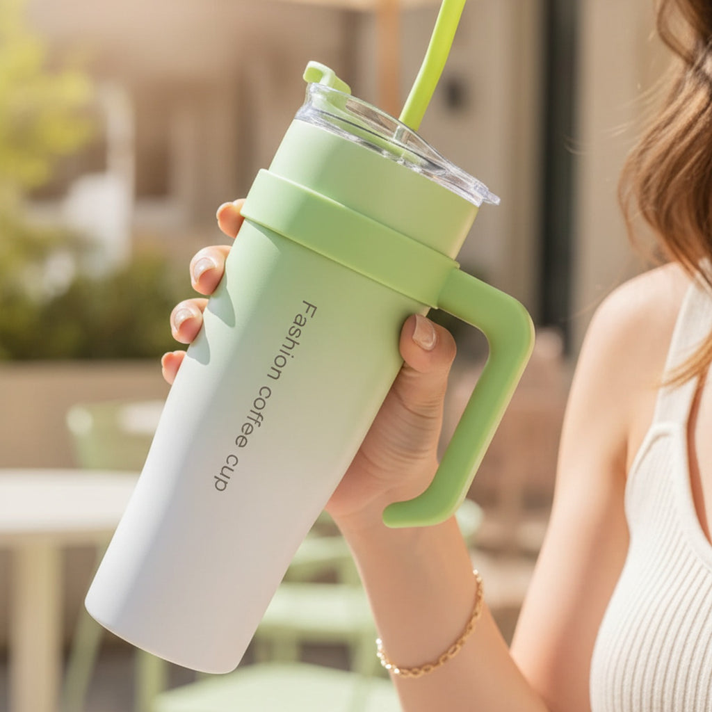 Color-Block Tumbler Cup with Straw - Ombré - Includes Straw + 3D Sticker Pack – novelty & toys (view 3)