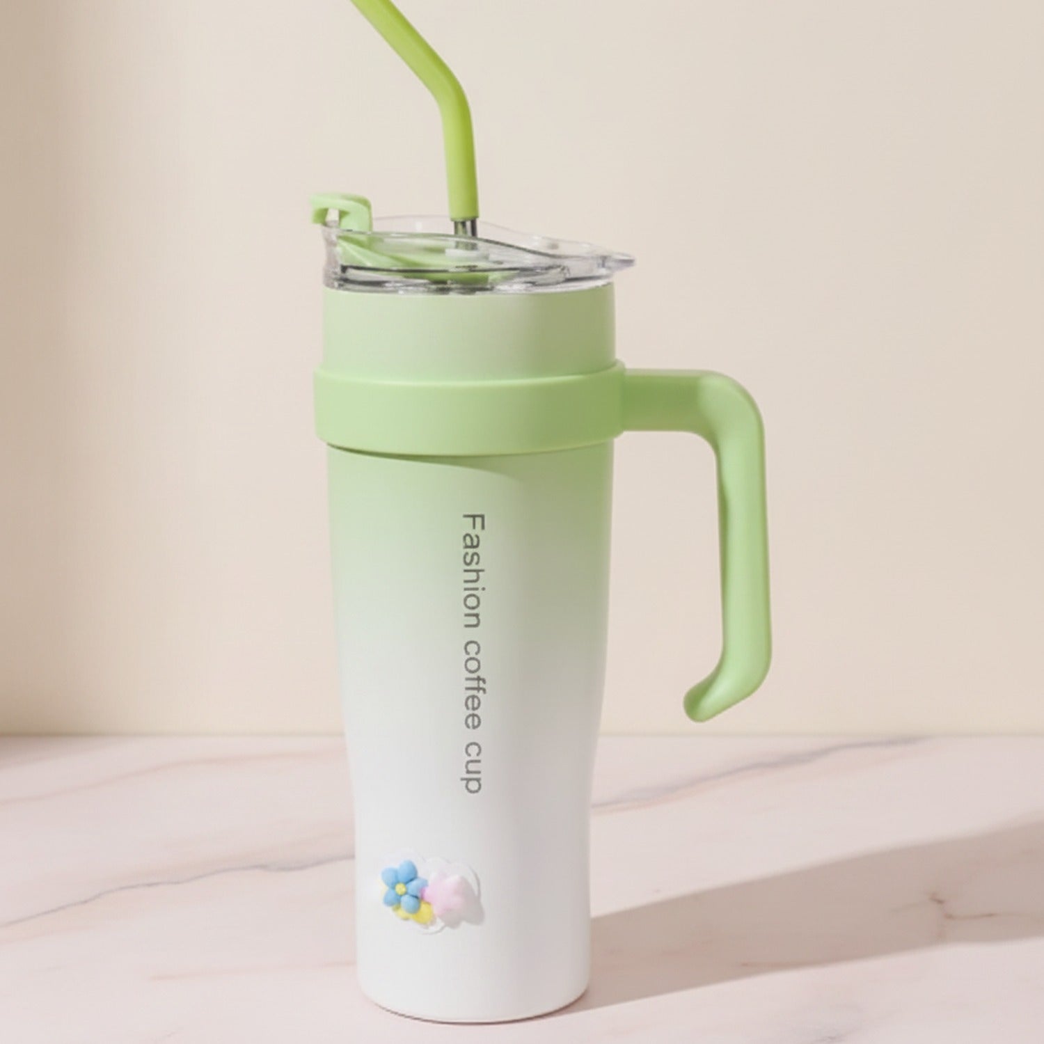 Color-Block Tumbler Cup with Straw - Ombré - Includes Straw + 3D Sticker Pack