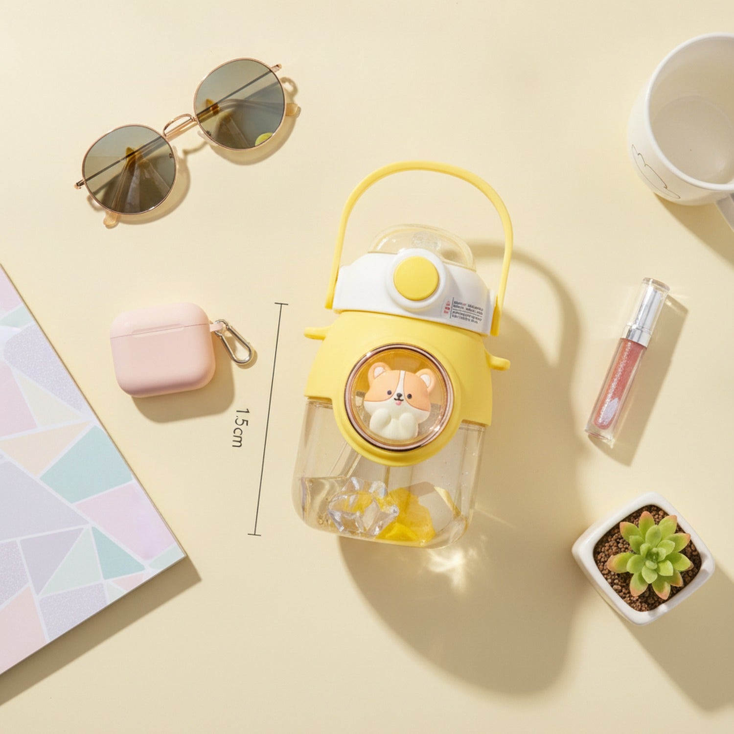 Yellow Pet Dome Tumbler With Handle