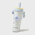 Cream Star Print Tumbler With Checkered Flower Charm – novelty & toys (view 1)