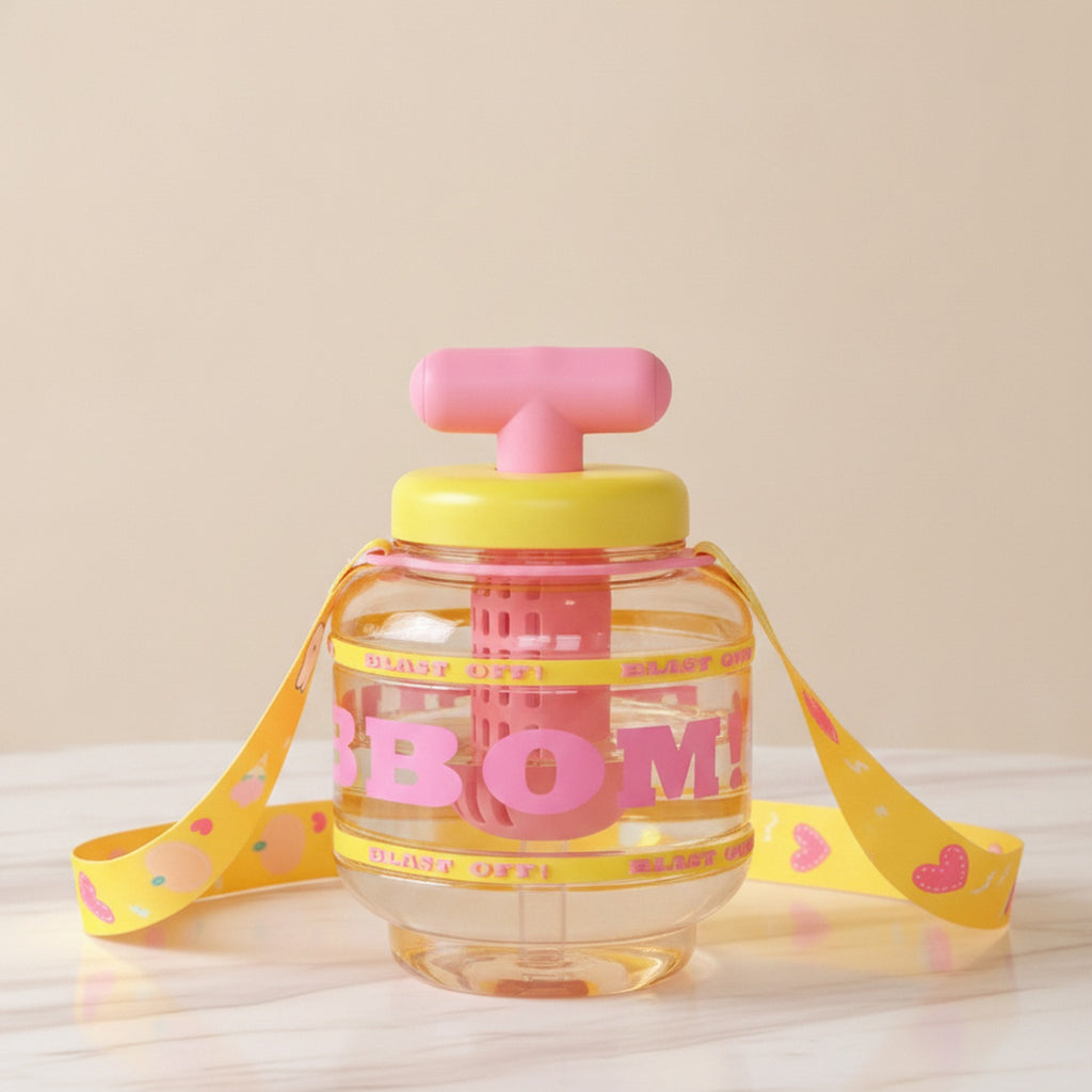 Bubble Pump Tumbler With Strap - Yellow Bomb Cup – novelty & toys (view 2)