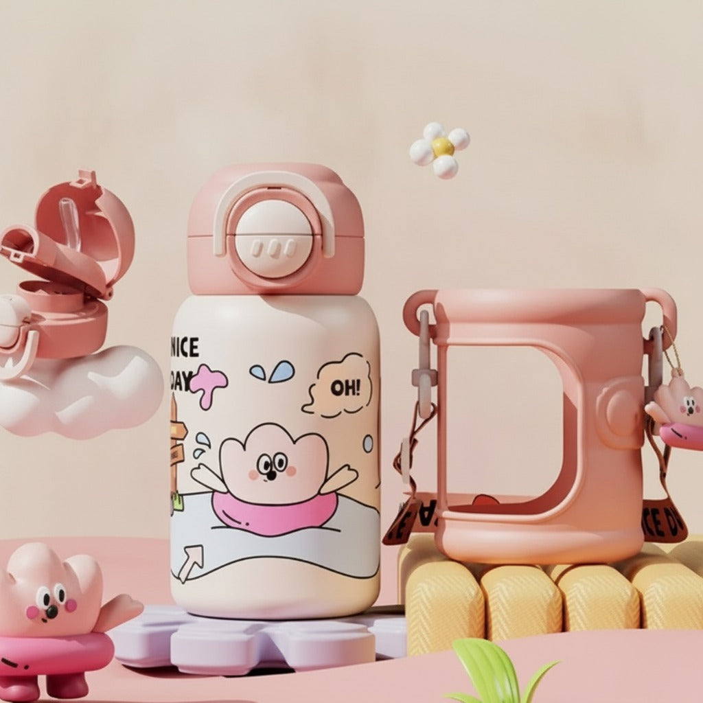 Kids Insulated Dual Drink Water Bottle with Carrier – novelty & toys (view 1)
