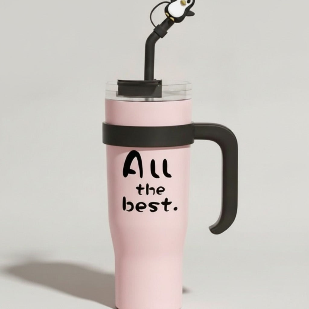 Pink Tumbler Cup With Bird Charm Handle