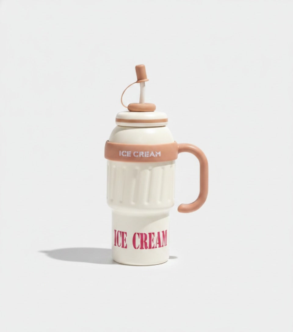Ice Tumbler With Straw Handle - Cream White – novelty & toys (view 1)