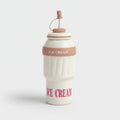 Ice Tumbler With Straw Handle - Cream White