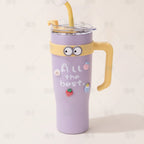 Cow Charm Travel Tumbler With Lid - Misty Purple