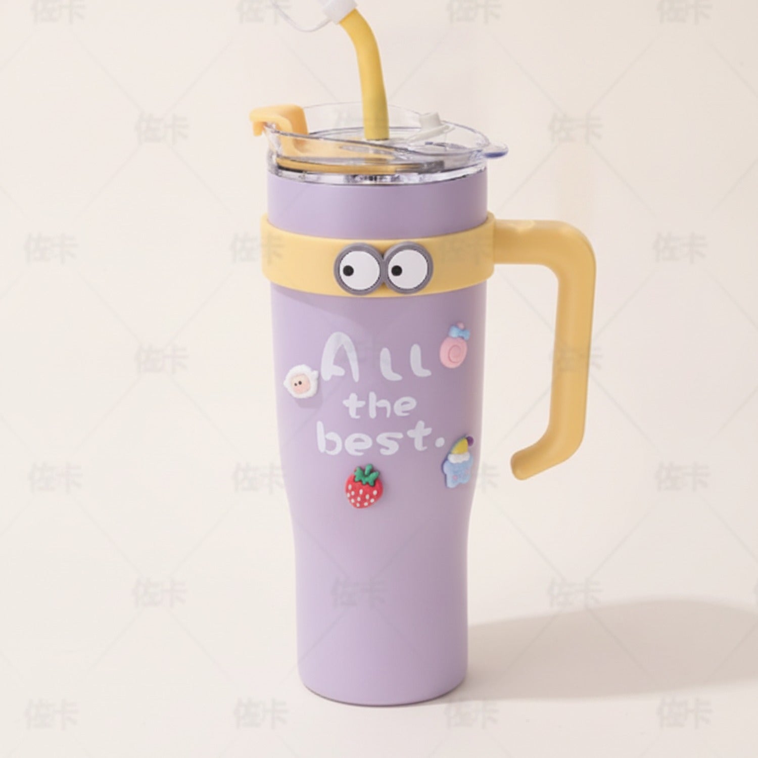 Cow Charm Travel Tumbler With Lid - Misty Purple