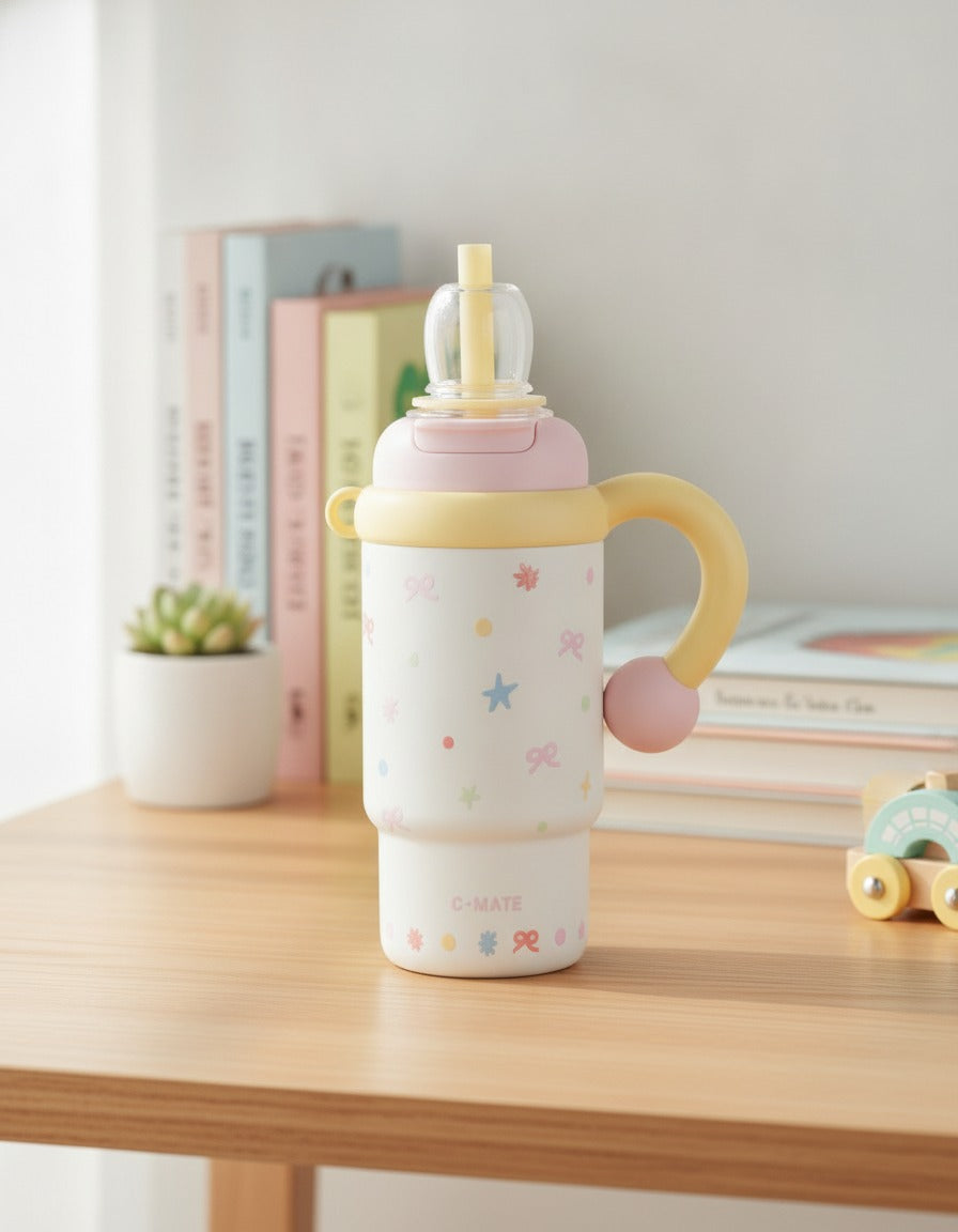 Pastel Star Print Tumbler With Yellow Handle
