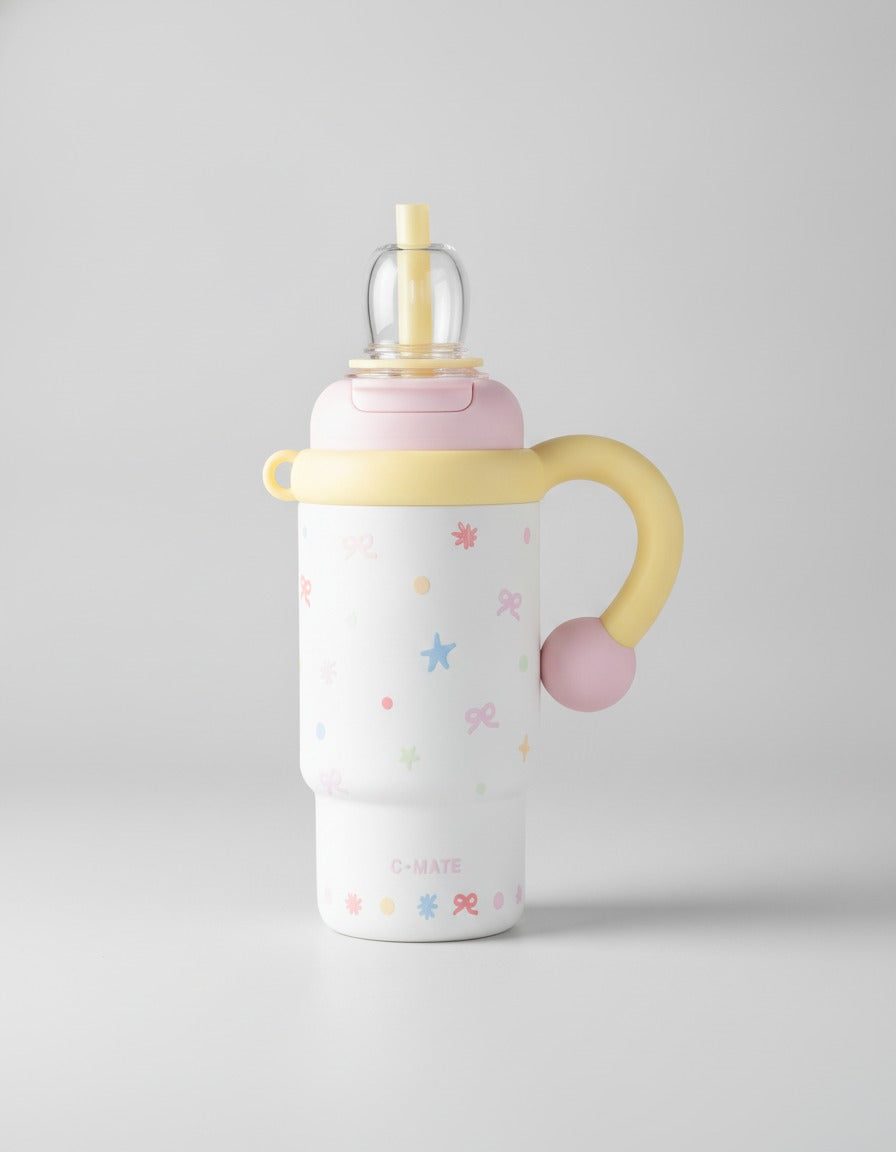 Pastel Star Print Tumbler With Yellow Handle