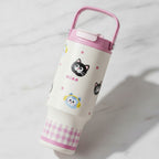 Stainless Steel Insulated Tumbler with Happy Character Design - Pink Stainless Steel – novelty & toys (view 1)