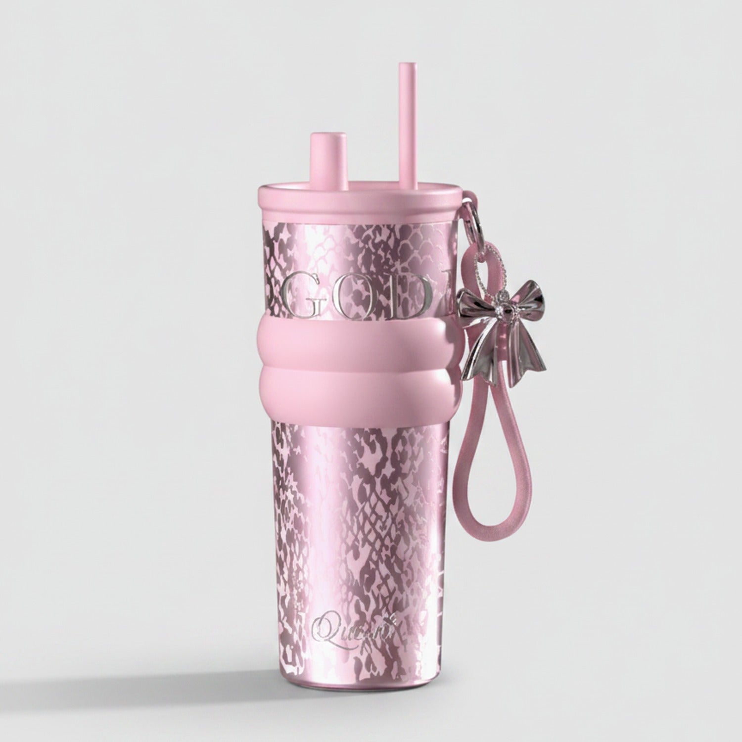Pink Lace Tumbler With Bow Charm