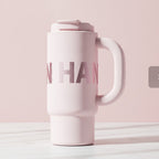 Insulated Tumbler Cup With Handle - Cherry Blossom Pink Handle 1000ml