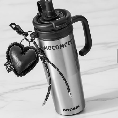 Black Heart Charm Stainless Steel Tumbler Cup