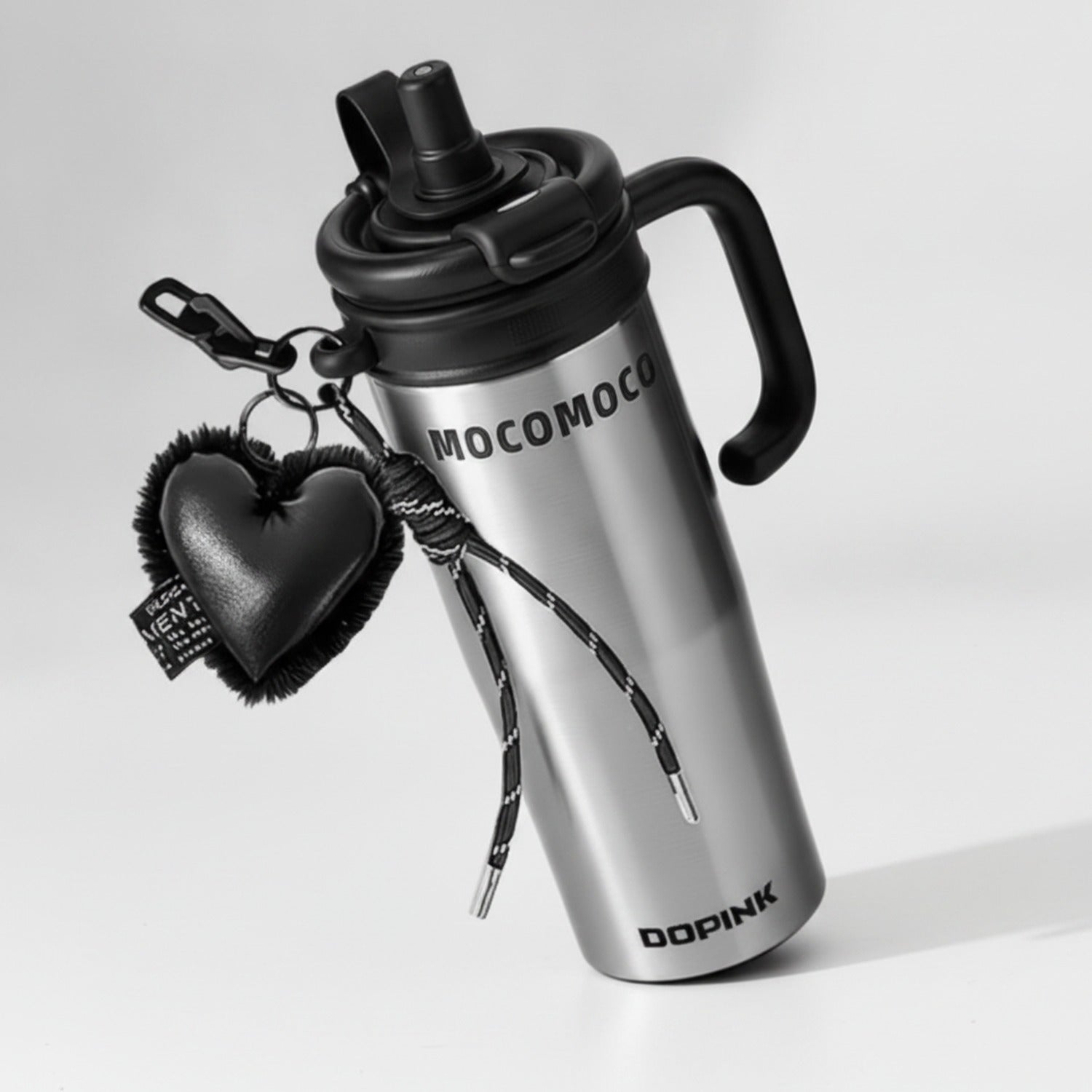 Black Heart Charm Stainless Steel Tumbler Cup