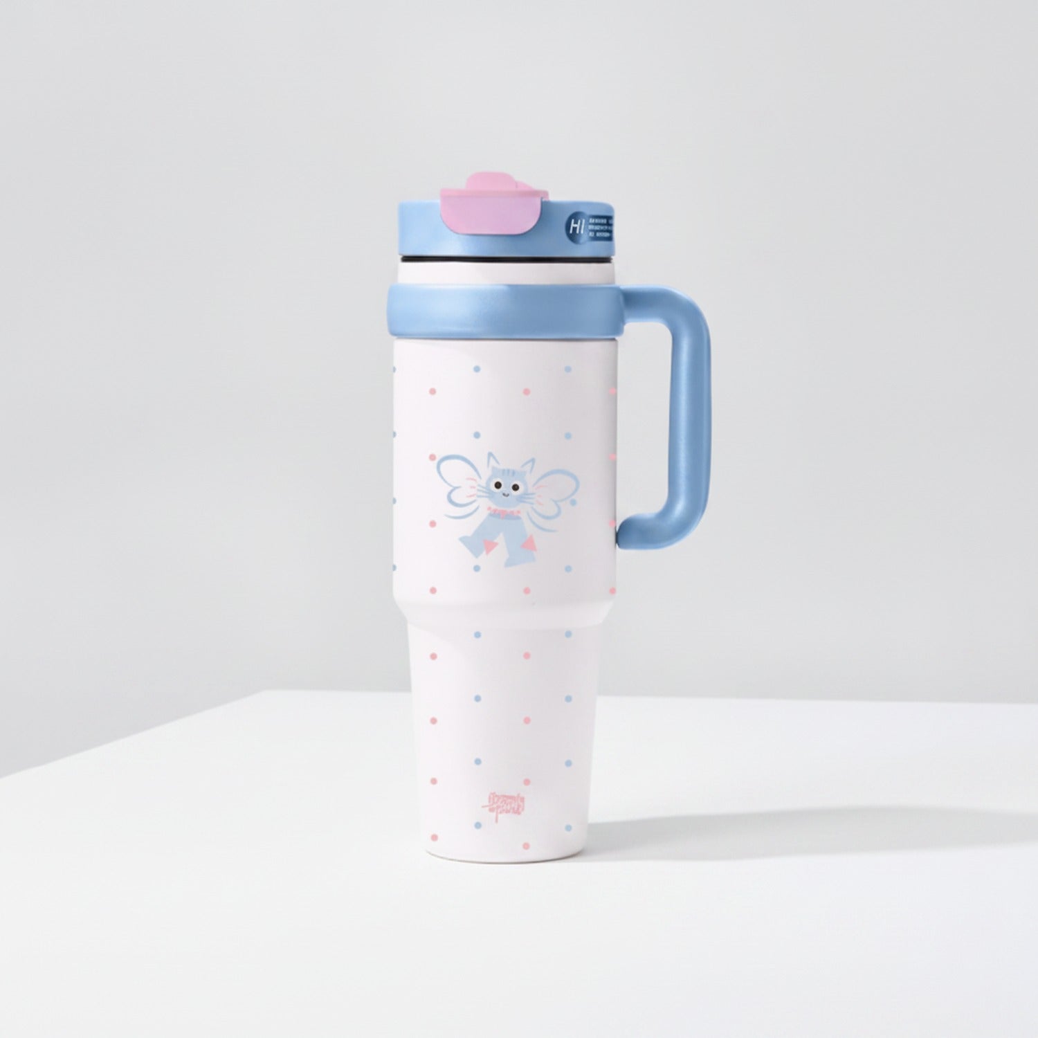 Butterfly Polka Dot Insulated Tumbler With Handle