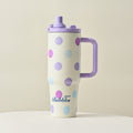 Cream Polka Dot Tumbler With Purple Handle – novelty & toys (view 1)