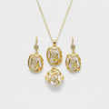 Pearl & Rhinestone Leaf Gold Jewelry Set