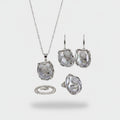 Pearl Shell Rhinestone Jewelry Set With Ring