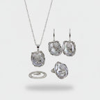Pearl Shell Rhinestone Jewelry Set With Ring
