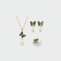 Butterfly Pearl Abalone Jewelry Set