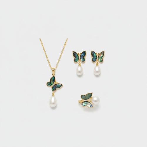 Butterfly Pearl Abalone Jewelry Set (view 1)