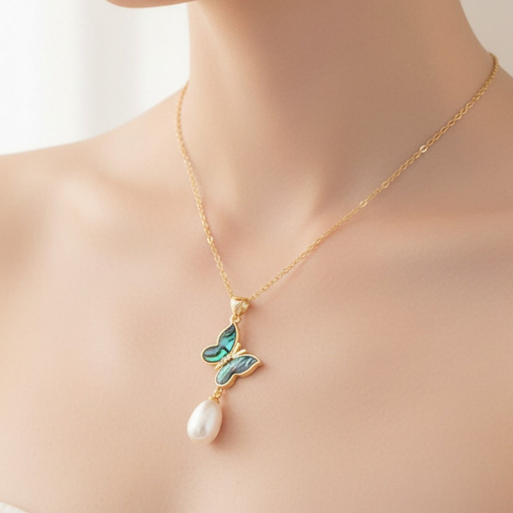 Butterfly Pearl Abalone Jewelry Set
