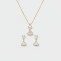 Pearl Fan Gold Necklace and Earring Set