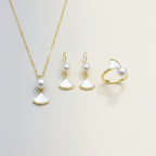 Pearl Fan Gold Necklace and Earring Set – jewelry