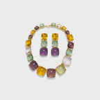 Colorful Cushion Gemstone Bracelet & Earring Set