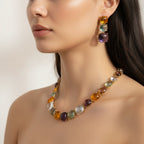 Colorful Cushion Gemstone Bracelet & Earring Set