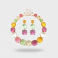 Colorful Cabochon Beaded Bracelet & Earring Set