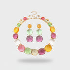 Colorful Cabochon Beaded Bracelet & Earring Set