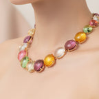 Colorful Cabochon Beaded Bracelet & Earring Set