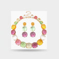 Colorful Cabochon Beaded Bracelet and Earring Set