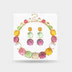 Colorful Cabochon Beaded Bracelet and Earring Set