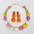 Colorful Resin Bubble Beaded Necklace Earring Set