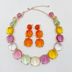 Colorful Resin Bubble Beaded Necklace Earring Set