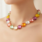Colorful Resin Bubble Beaded Necklace Earring Set