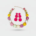 Colorful Cabochon Beaded Bracelet And Earring Set