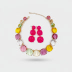 Colorful Cabochon Beaded Bracelet And Earring Set