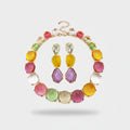 Rainbow Cabochon Beaded Bracelet & Earring Set