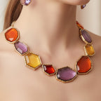 Multicolor Geometric Stone Bracelet Earring Set