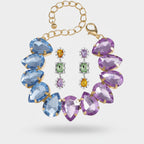 Multicolor Rhinestone Crystal Teardrop Bracelet & Earring Set