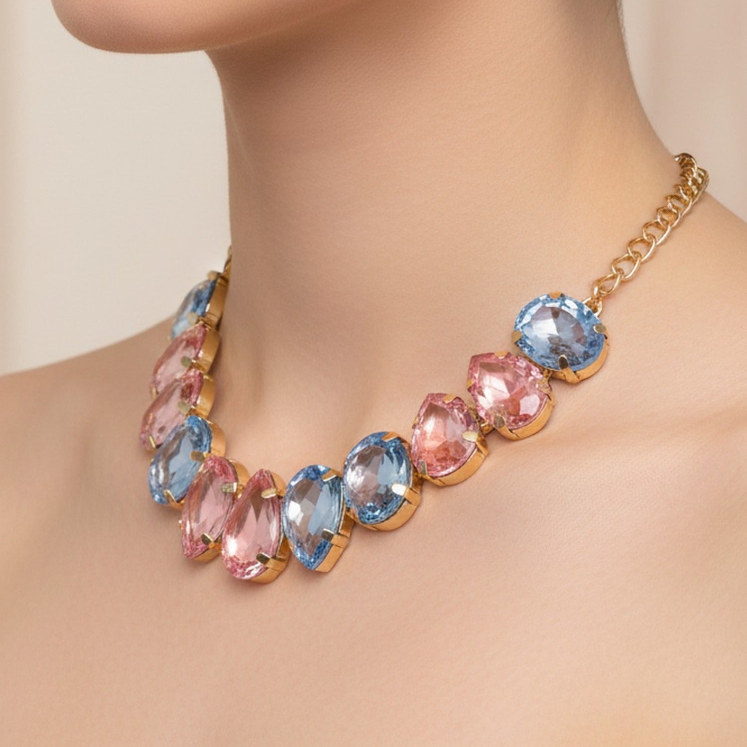 Gemstone Teardrop Rhinestone Bracelet & Earring Set