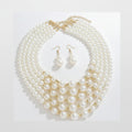Pearl Beaded Layered Necklace & Earring Set