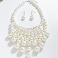 Pearl Layered Bib Necklace & Earring Set