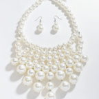 Pearl Layered Bib Necklace & Earring Set – jewelry (view 1)