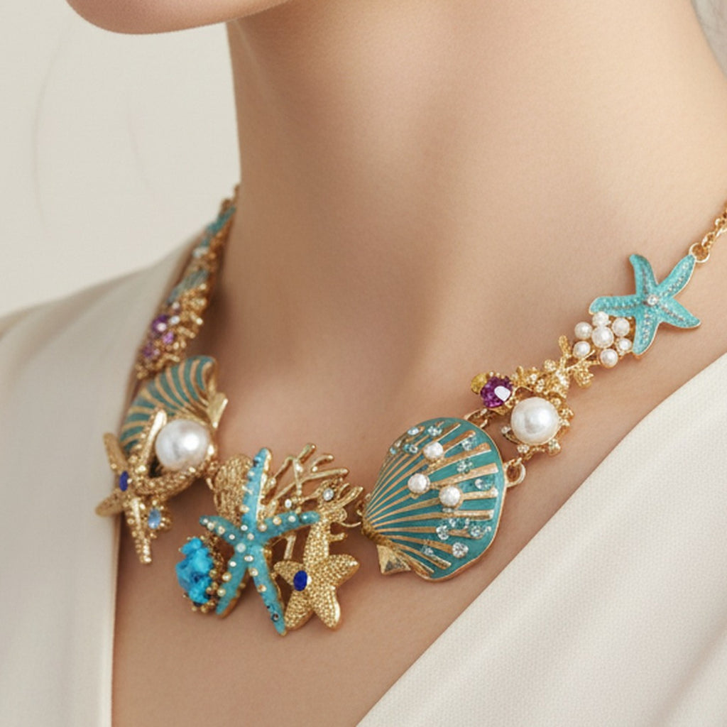 Turquoise Starfish Pearl Shell Jewelry Set