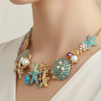 Turquoise Starfish Pearl Shell Jewelry Set