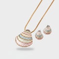 Colorful Beaded Shell Pendant Necklace Set